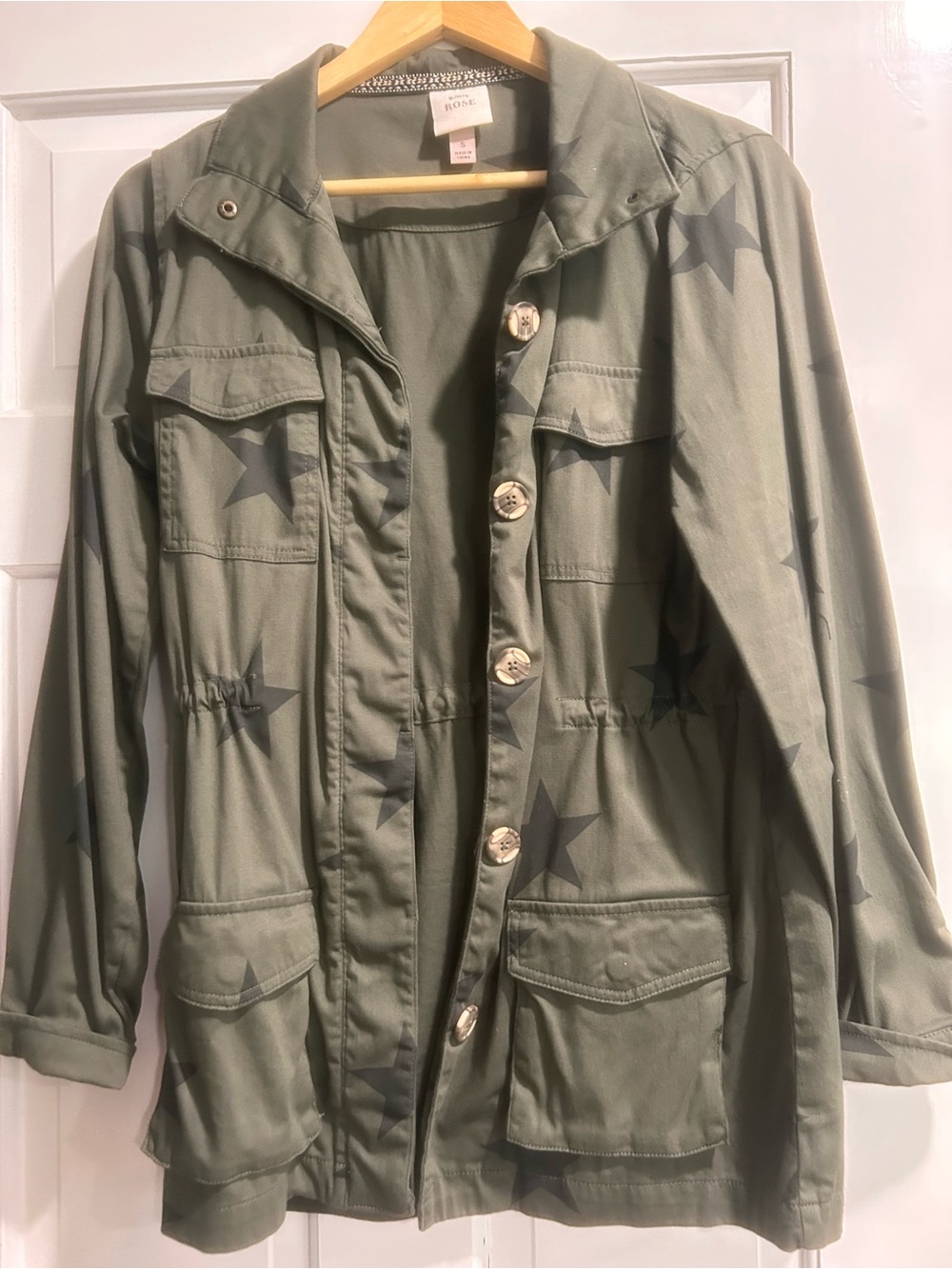 Knox Rose Olive Green Star-Print Utility Jacket